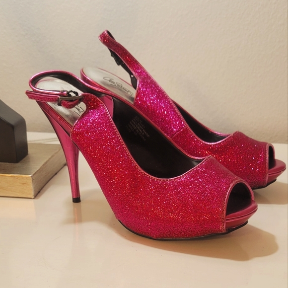 WOMENS SIZE 8 SPARKLY HEELS - Picture 1 of 6